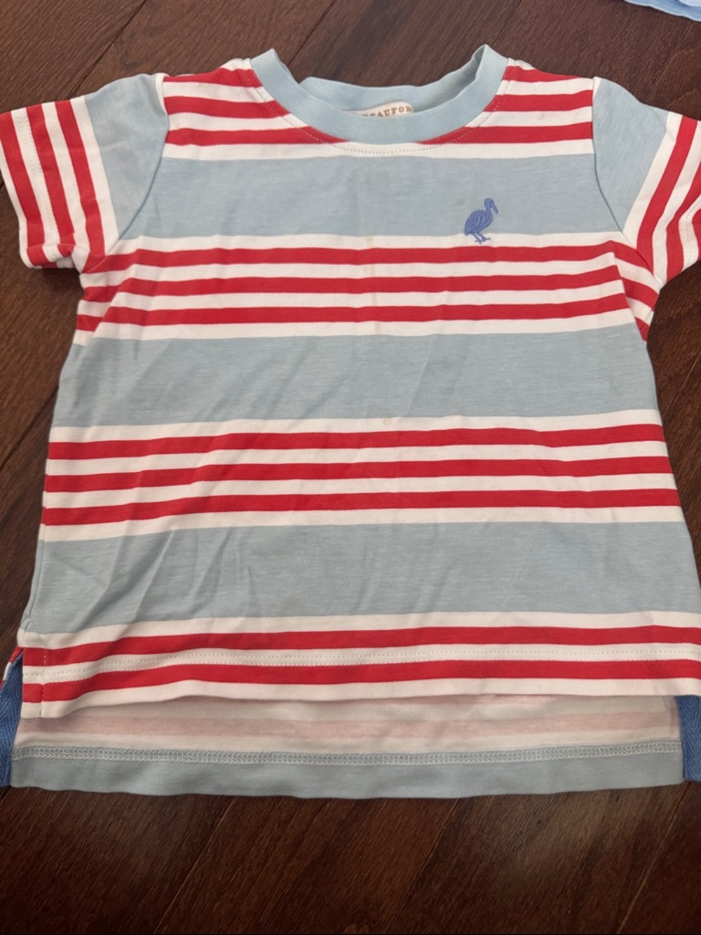 The Beaufort Bonnet Company Striped Tee in Light Blue, Red & White